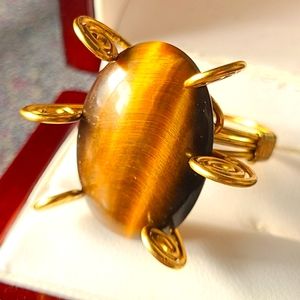 Tiger's Eye handmade brass ring
